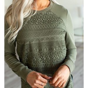 Lace Front Olive Top